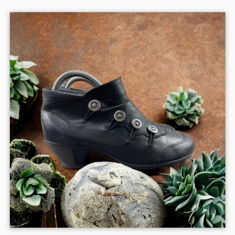 Remonte Dorndorf AnneMarie Women Shoes Black Sz 8 Leather Slip On Ankle Boots☀️ - Picture 6 of 15